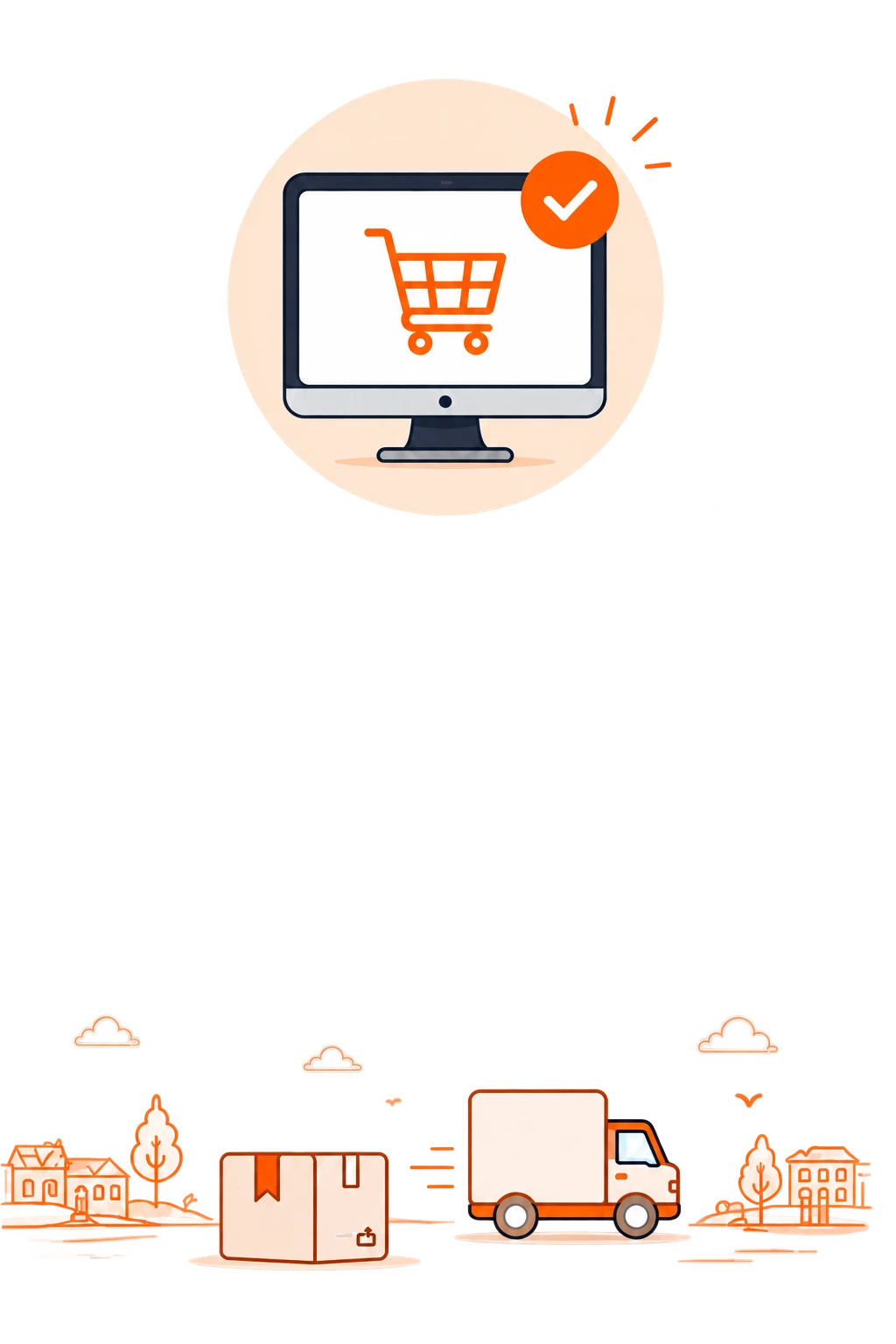 Online sipariş, paketleme ve teslimatı anlatan illüstrasyon